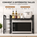Support Micro-Ondes Extensible — Doublez Votre Espace Plan de Travail Sans Encombrement