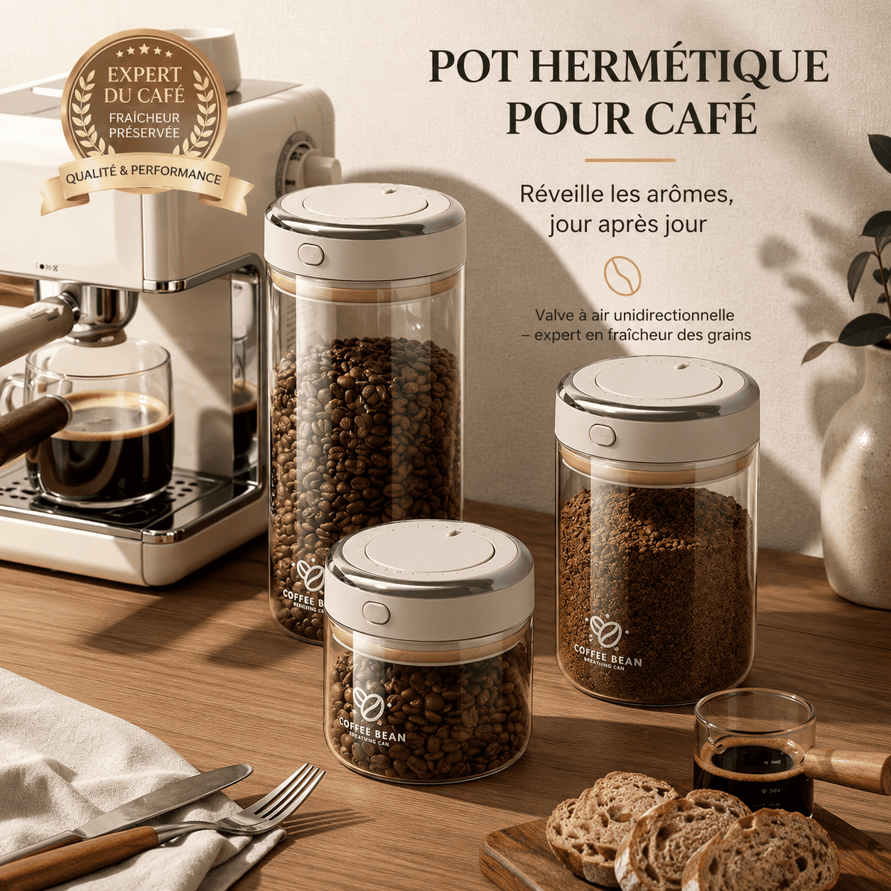 Bocal Hermétique Café — Fini le Café Éventé, Chaque Tasse Aussi Fraîche que la Première