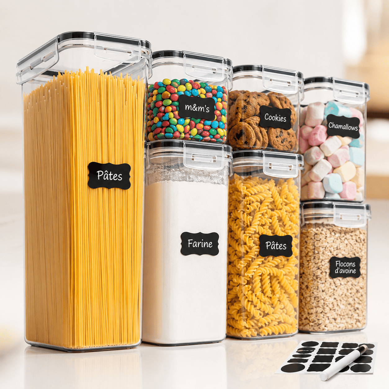 Boîtes Hermétiques Empilables — Set 7 Pièces, BPA Free, Tailles pour Cuisine et Garde-Manger