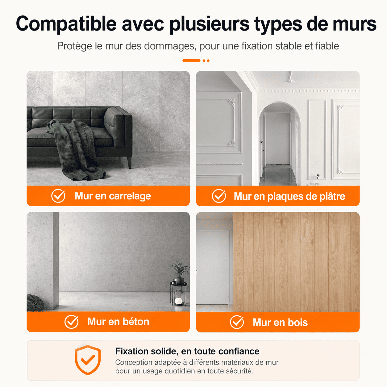 Porte-Manteau Mural en Bois — Crochets Métal Noir pour Entrée, Chambre et Salle de Bain