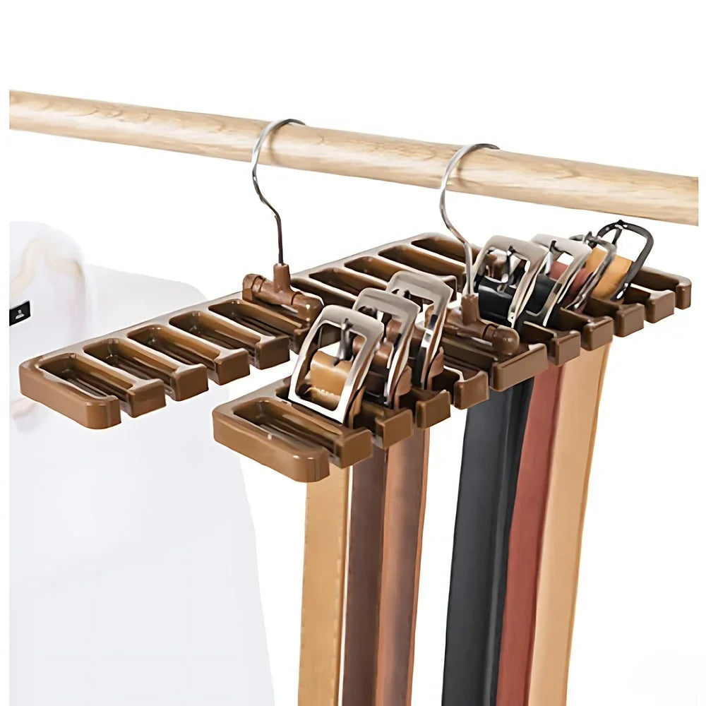 Range-Ceintures en Bois — 10 Emplacements, Suspension Rotative pour Dressing