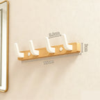 Porte-Manteau Mural en Bois — Crochets Métal Noir pour Entrée, Chambre et Salle de Bain