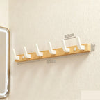 Porte-Manteau Mural en Bois — Crochets Métal Noir pour Entrée, Chambre et Salle de Bain