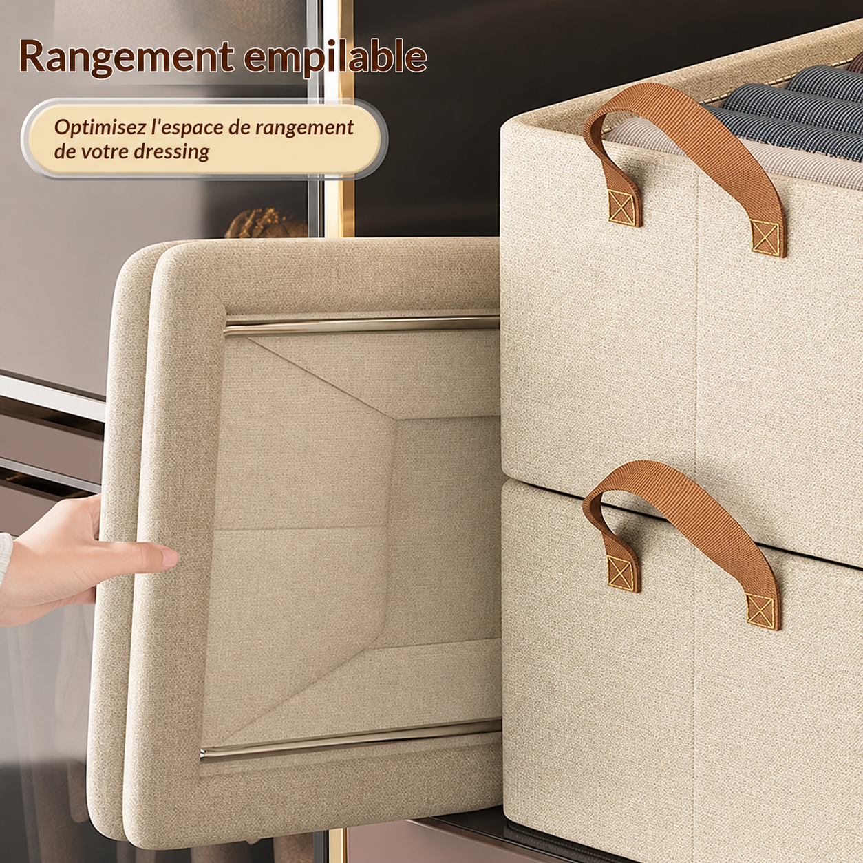Boîte Organisatrice Sortlyn — Rangement Structuré en Tissu Premium pour Armoire