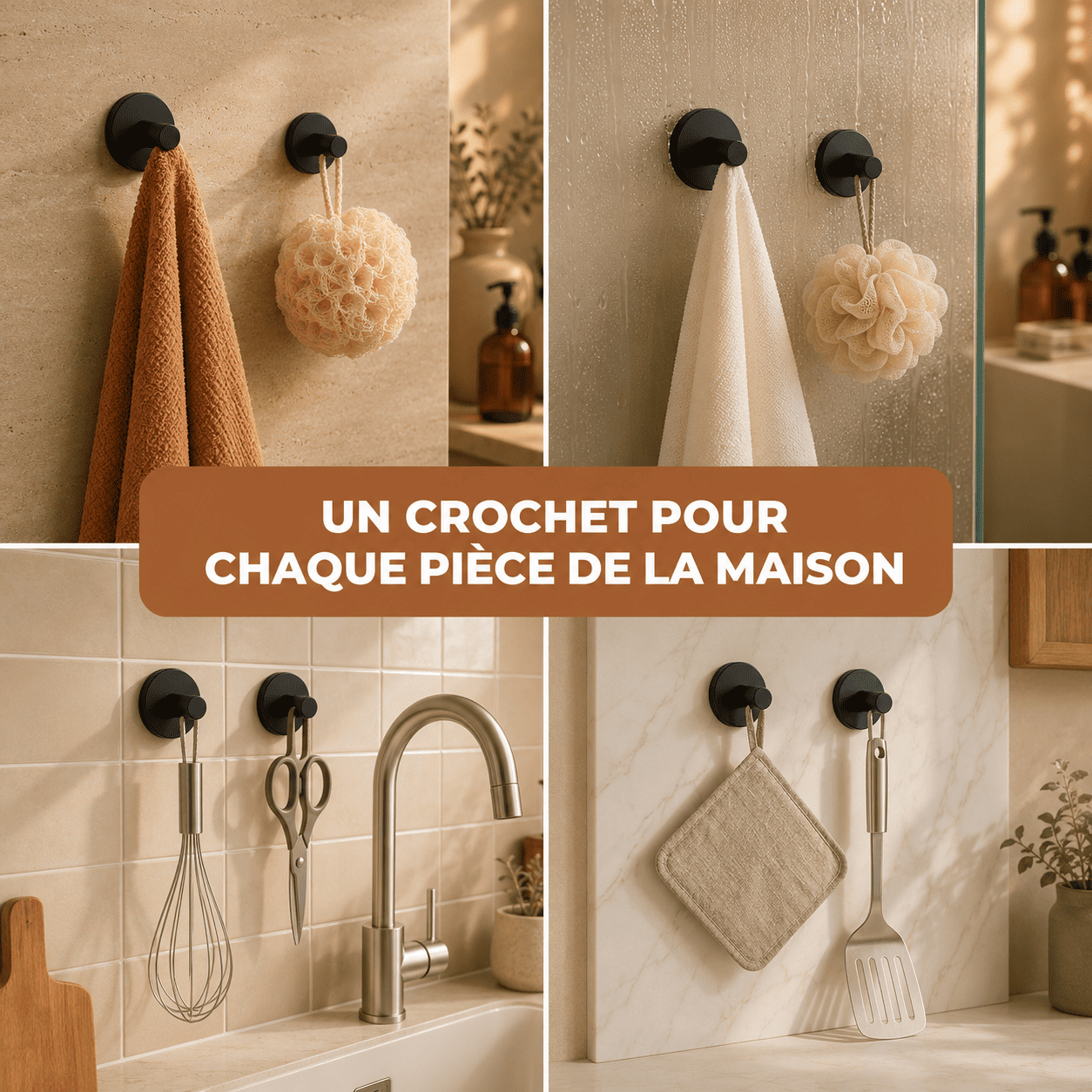 Crochets Sans Perçage — Jusqu'à 7kg, Installation en 10 Secondes